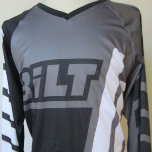 Bilt Motocross Jersey XL V Neck Long Sleeve Gray White Black Moisture Wicking